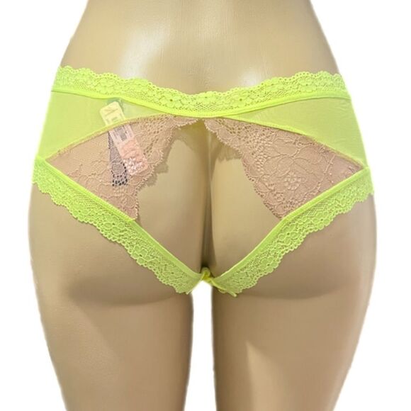 Victorias Secret Sexy Smooth Satiny ,Mesh Lace trim Open Back cheeky panty Xl - Picture 1 of 4